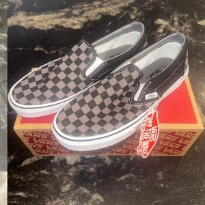 Checkered slip on vans